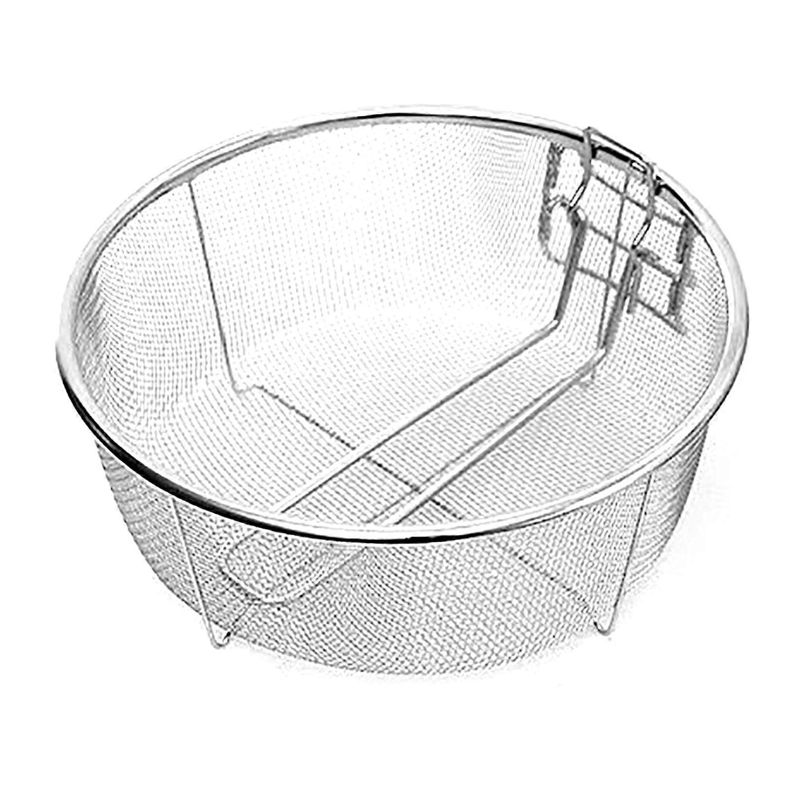 Stainless Steel Deep Frying Basket Round Basket Detachable Handle Strainers Baskets Convenient Cooking Tool for Home Use  23cm