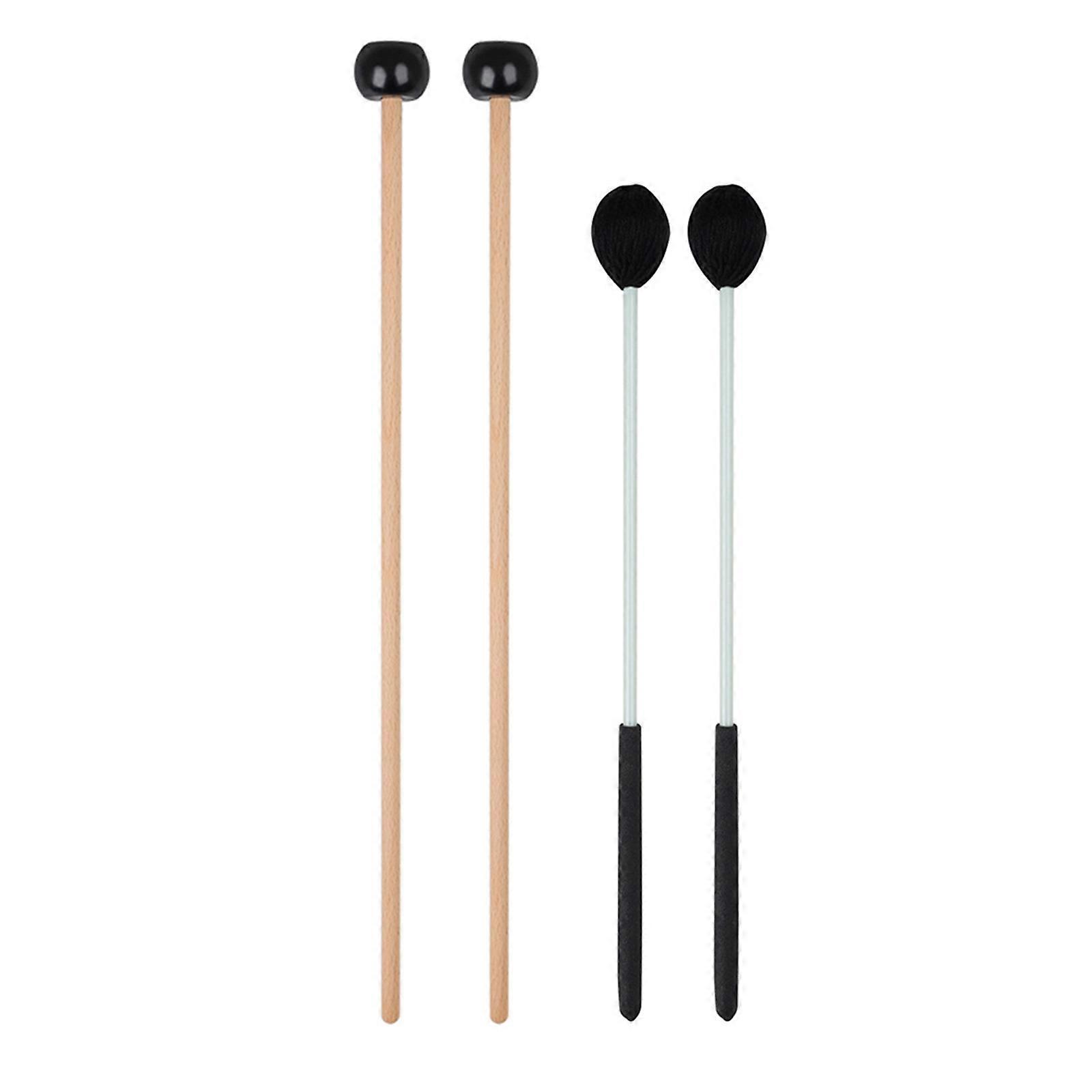 2pairs Marimba Drumstick Round Head Drum Sticks Ergonomic Handle Drum Mallet Stick Hammers Percussion Mallets Durable Multicolor