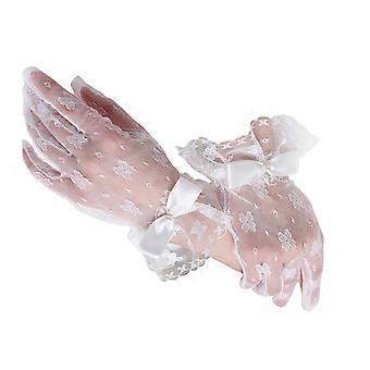 2 stks Modieuze Kanten Handschoenen Verfijnde Outfit Handschoen Romantici Bruids Wanten voor Bruidskleding en Elegante Bijeenkomsten Wit