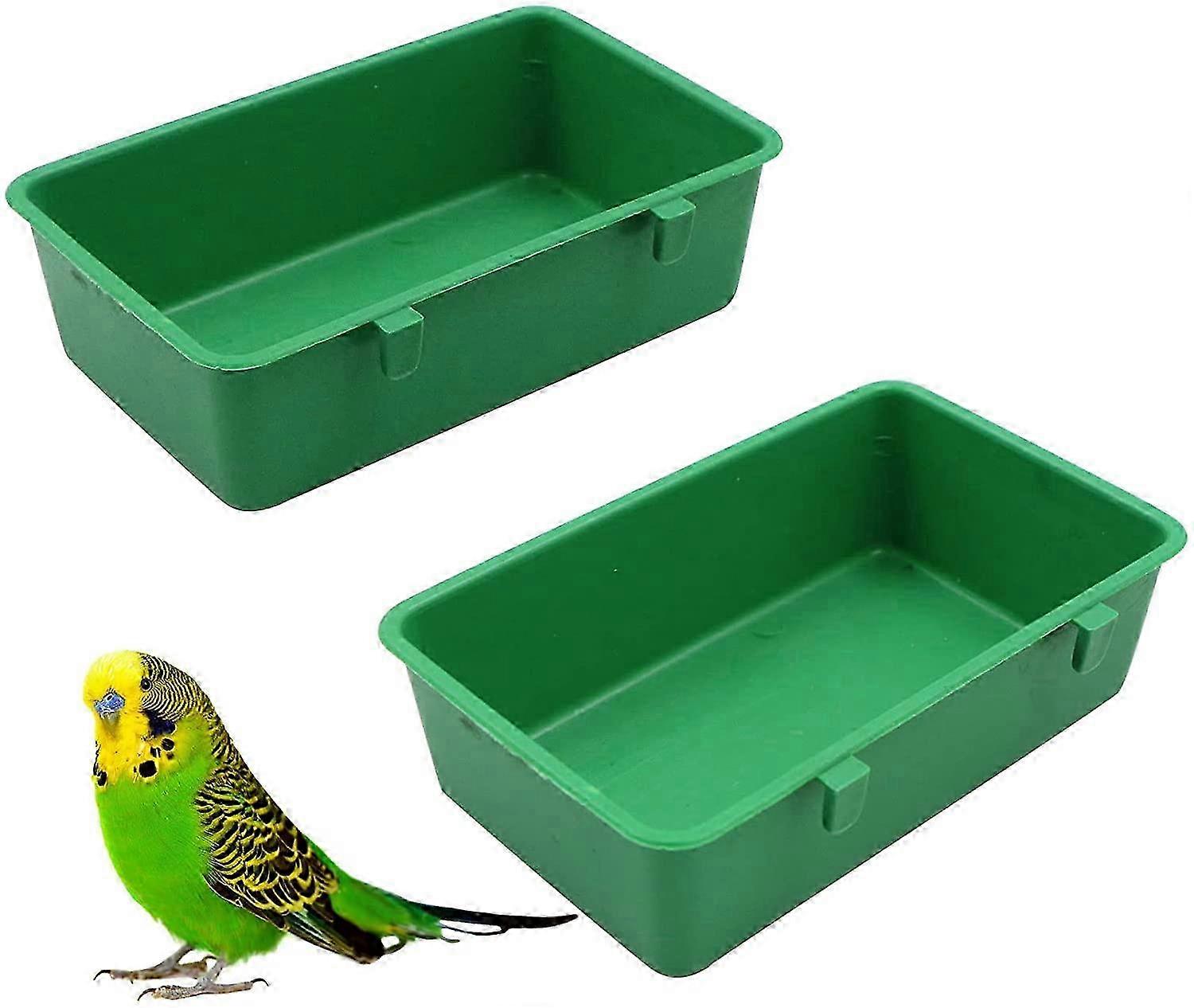 Bird Bath Cage Multifunctional Feeder Plastic Basin Hanging with Hooks