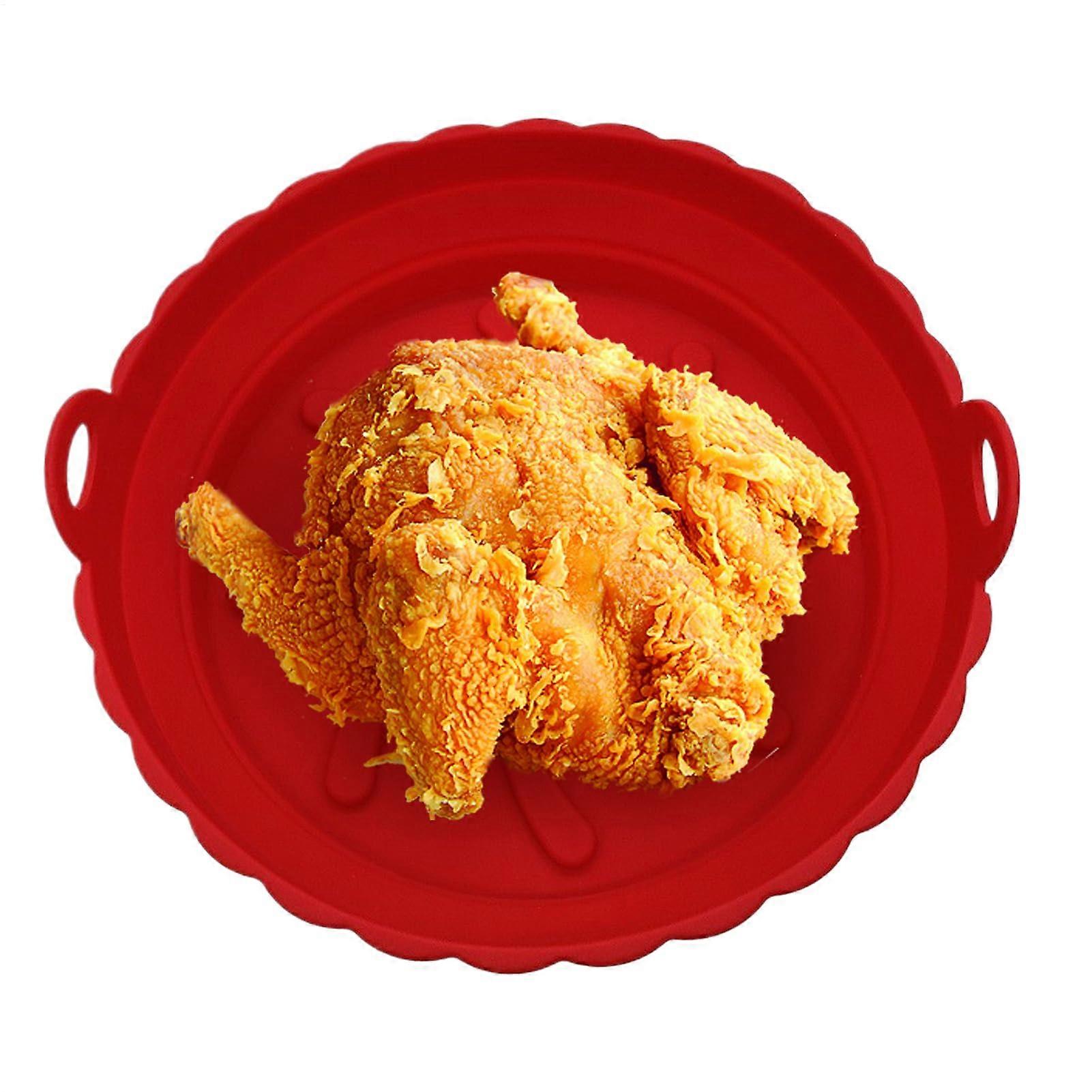 Silicone Air Fryer Basket Insert Reusable Baking Tray for Roasting and Serving Red