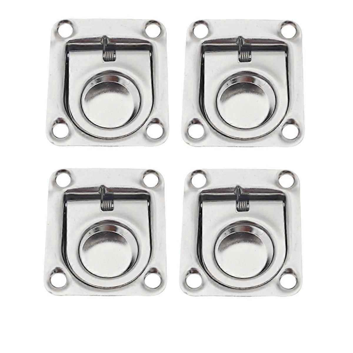 4PCS Marine Recessed Pull Handle Stainless Steel 304 44x38mm Pull Handle Locking Pull Ring for Marin