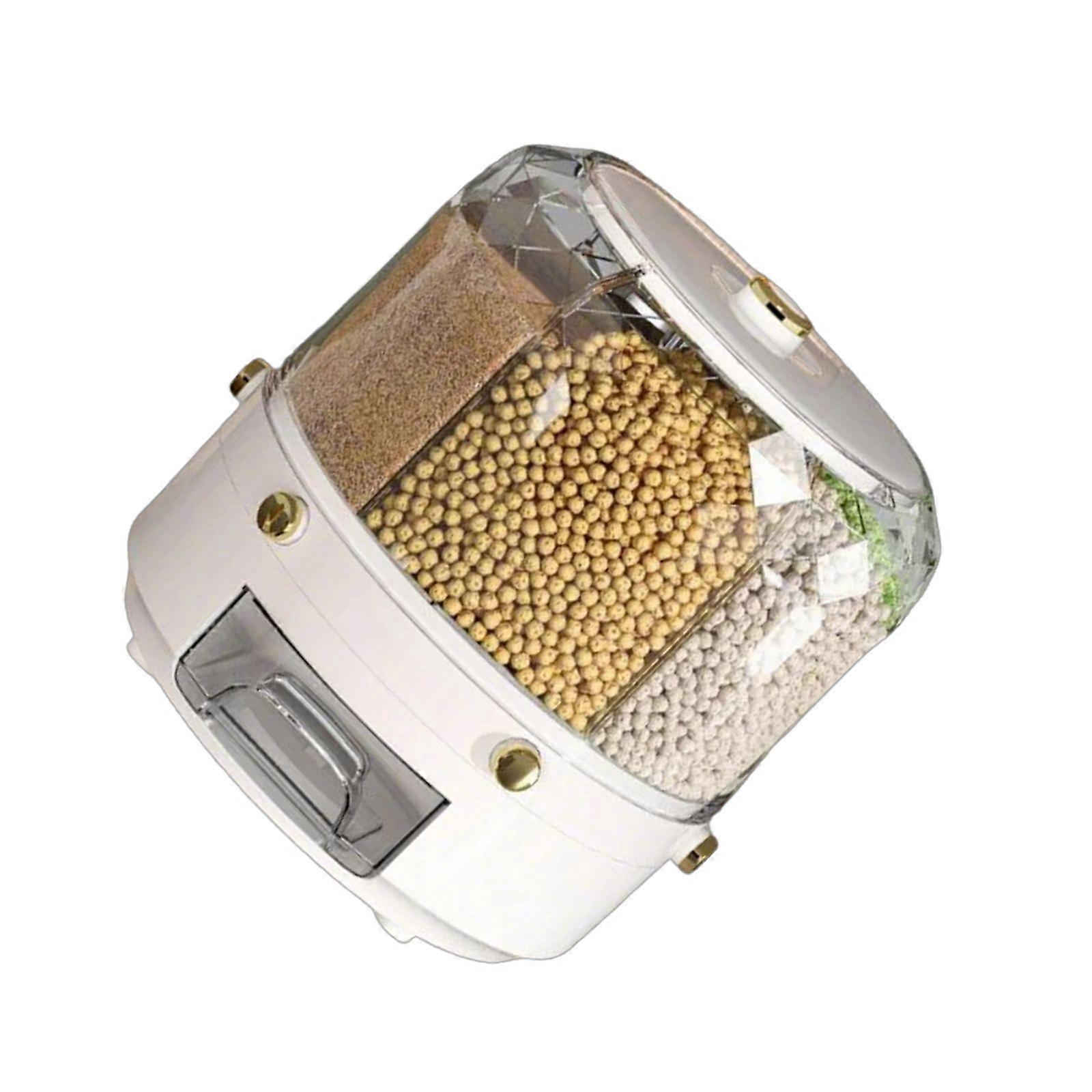 Space Saving Food Container Portable Freshness Preserving Rice Bucket with Sealed Compartments for Home Use  White