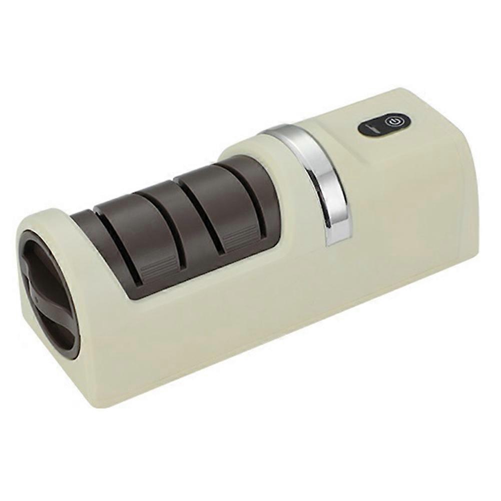 Electric Rechargeable Cutter Sharpener - Quick Polishing Multifunctional Kitchen Gadget Creamy-White