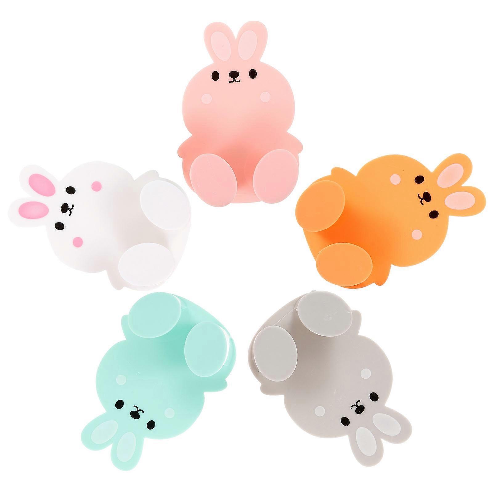 5pcs Plug Holder Cartoon Power Plug Hook Wall Adhesive Charger Hook Plug Hook