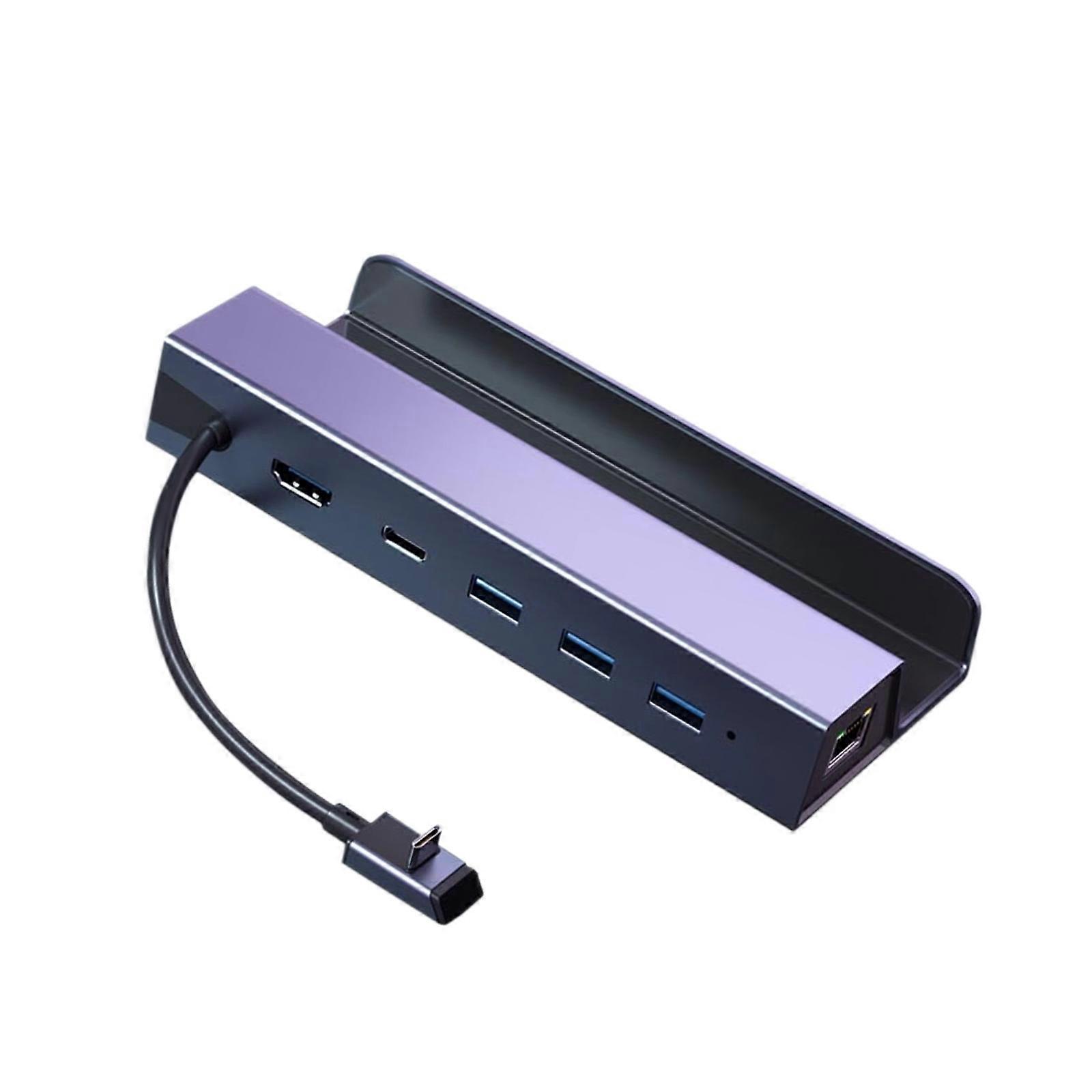 Multiple Port USB C Hub with 4K 60Hz Gigabit Adapter Aluminum USB C Dock for Gaming Dock Aluminum Base Multicolor
