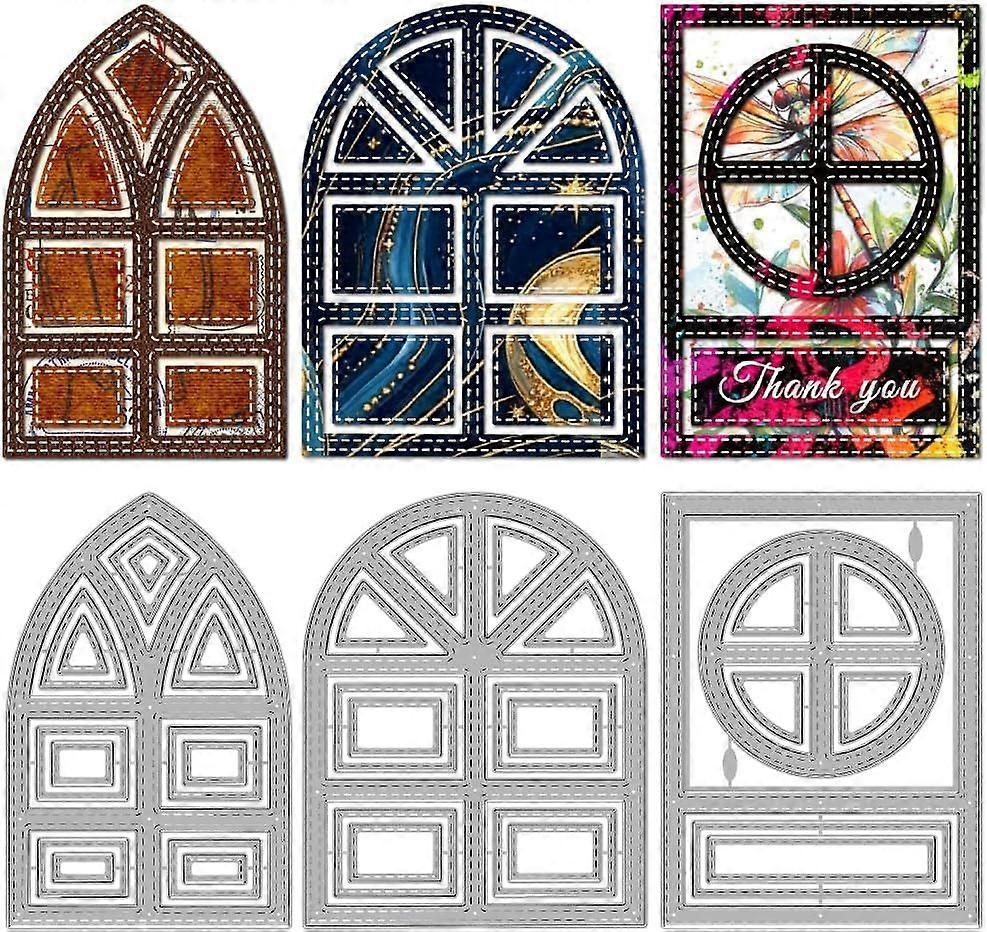 Window Frame Metal Die Cuts for Card Making Geometric Frame Photo Frame Embossing Die Cut Stencils Carbon Steel Die Cutting for Scrapbooking Party Pho