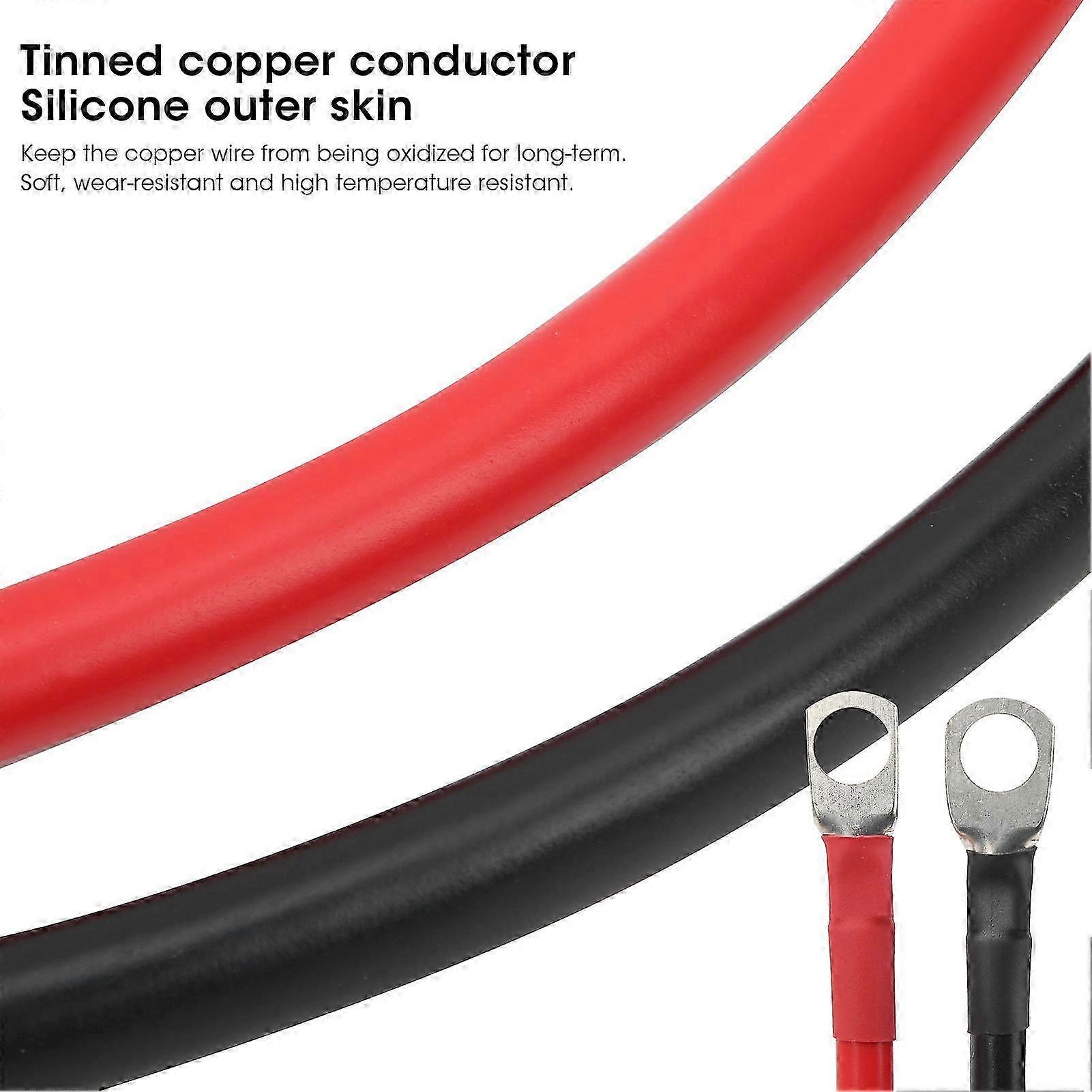 2pcs Cabo de Bateria de Cobre Estanhado de 19,7 polegadas - Fio Resistente a Alta Temperatura para Carros de Auto
