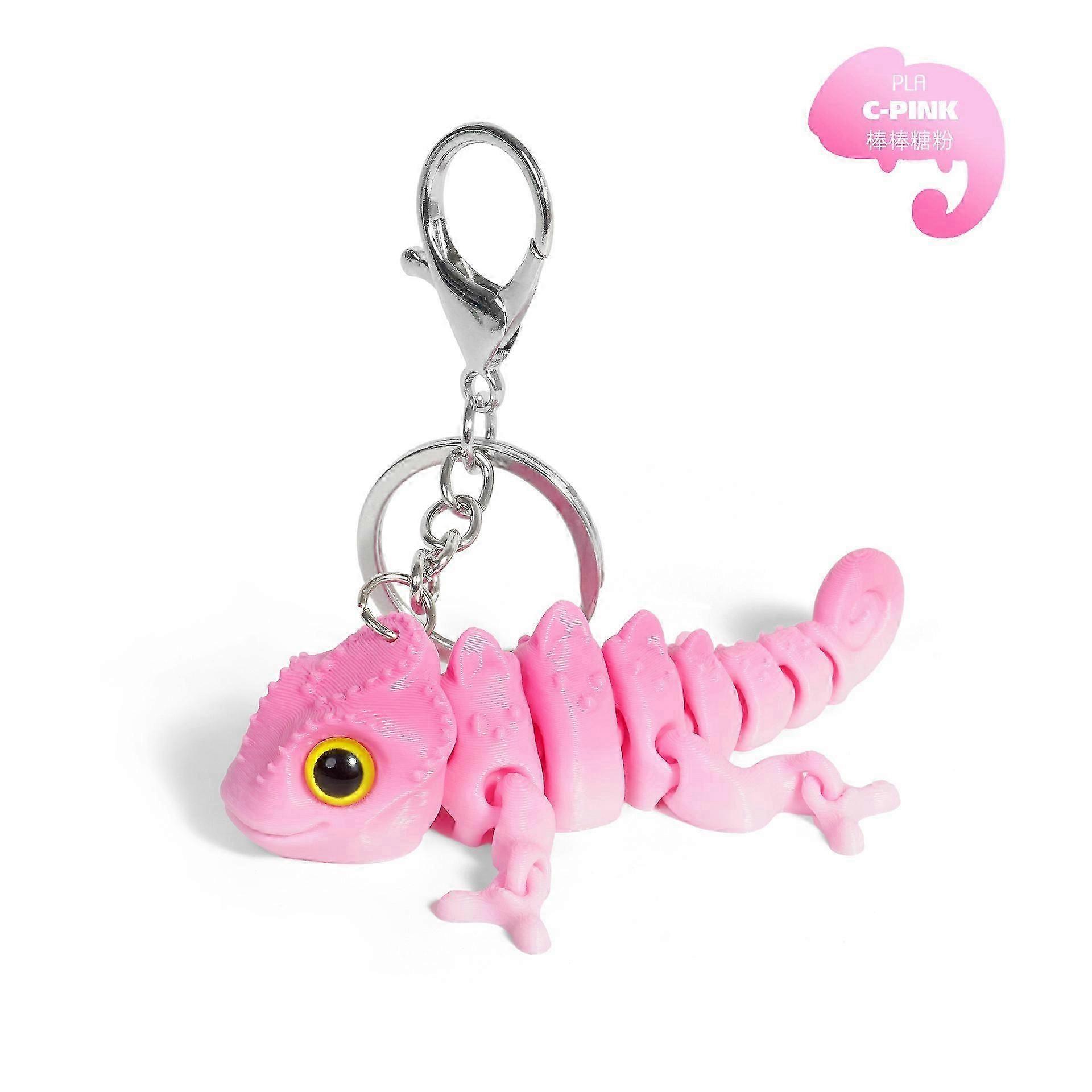 3D Printing Chameleon Keychain Multi-joint Movable Simulation Eye for Keychain Accessories Kids Gift Key Rings Cute Car Keychain