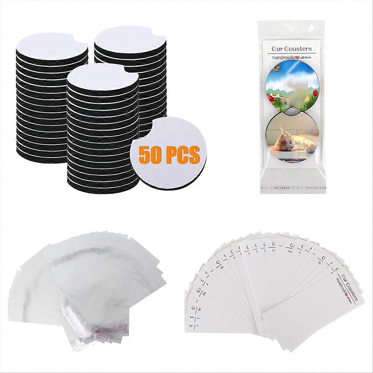 Sublimation Car Coaster Blank Set, 50Pcs 2.75 in Sublimation Coasters