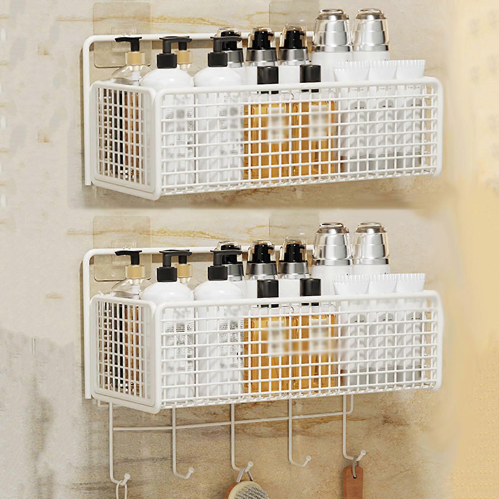 Shower Caddy 2Pack NoDrill Rustproof Corner Bathroom Shelf Organizer with Strong Adhesive, White Large