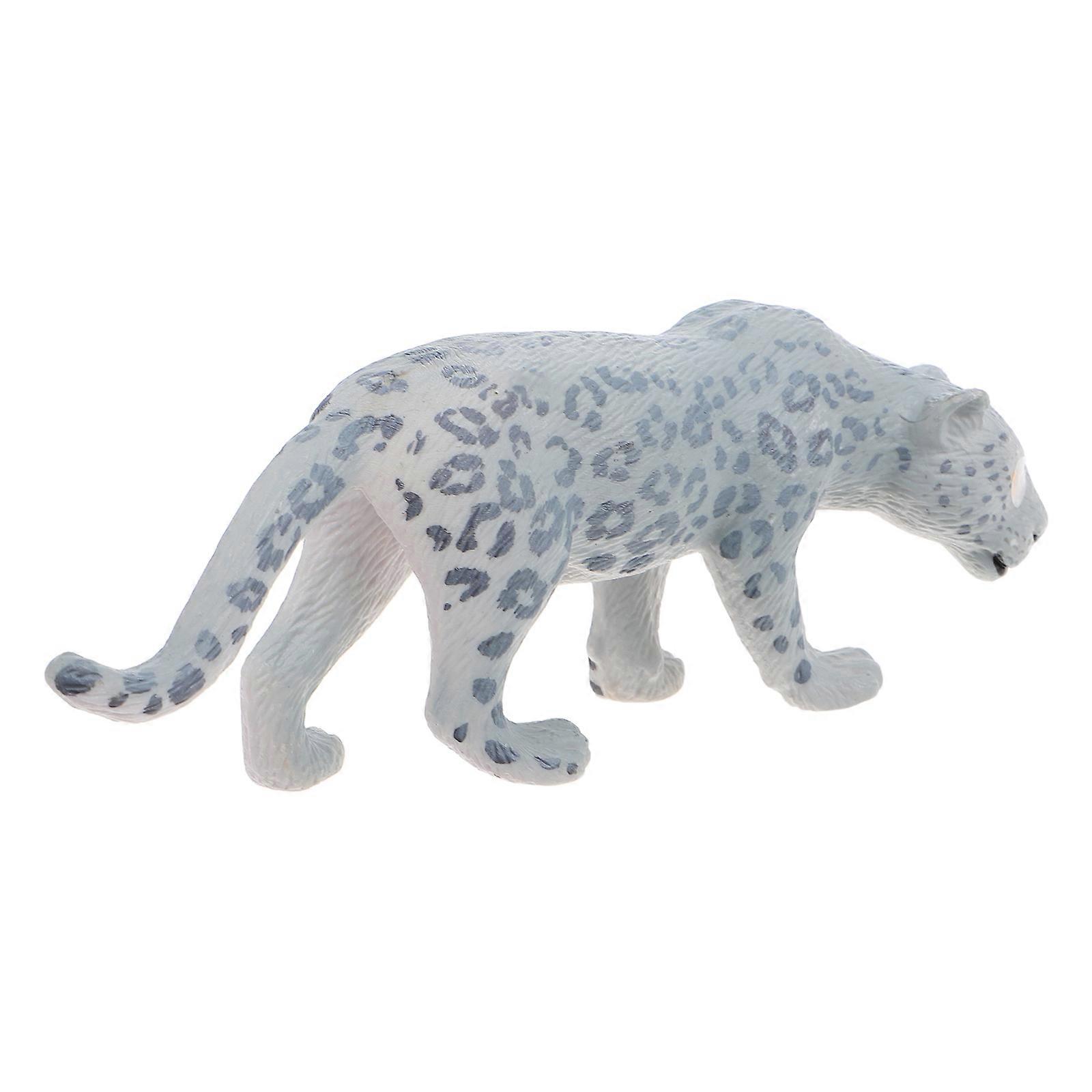 Snow Leopard Realistic Plastic Figurine for Desktop Ornament