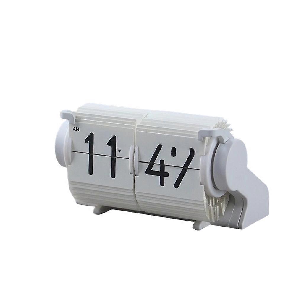 Vintage Flip Clock Smart Mechanical Desk Calendar with Automatic Date & Alarm,Page Turning Clock for Home Decor White