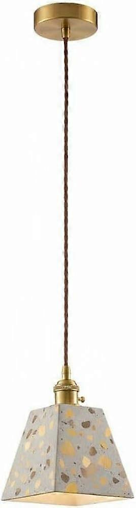 Nordic Terrazzo Pendant Light with Brass Finish, Adjustable E27 LED, 14.5cm Geometric Shade