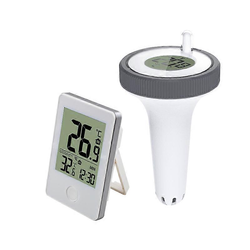 Wireless Floating Pool Thermometer with LCD, Waterproof Sensor, 60m Range(White)