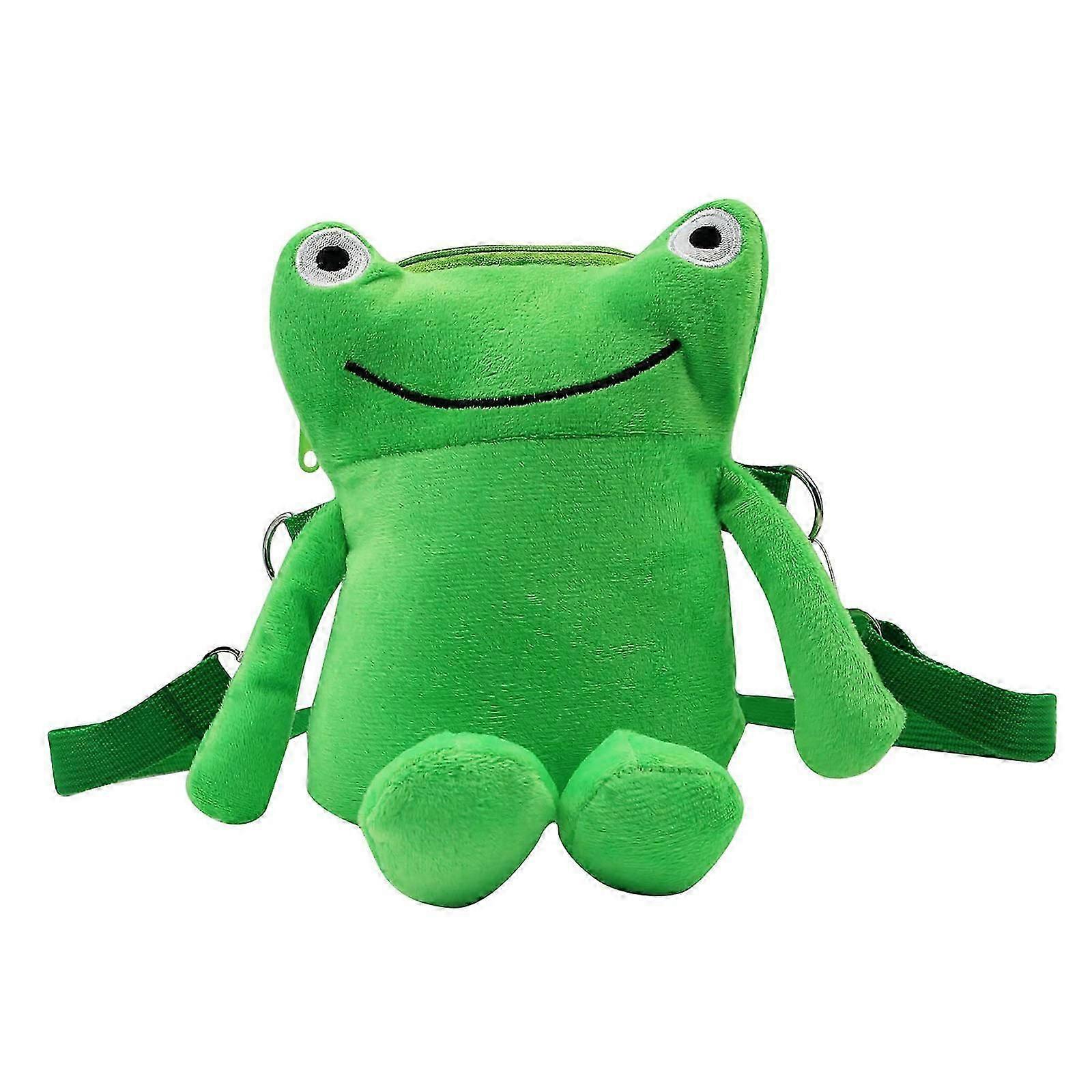 Casual Cartoon Shoulder Bag Cute Green for Frog Crossbody Bag Messenger Bag Plush Bag Handbag for Family Gatherings dark green