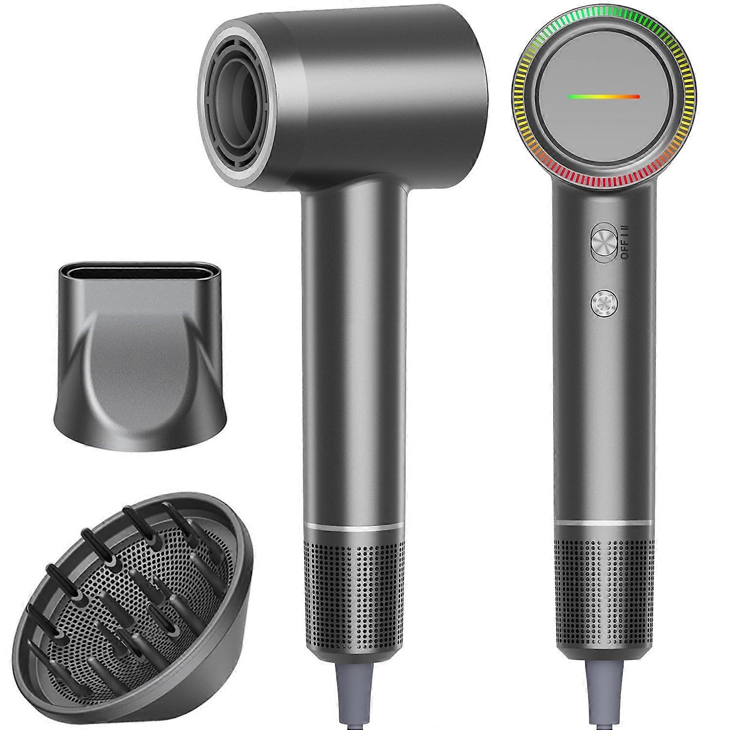 Speed Ionic Hair Dryer with Brushless Motor, Low Noise, Diffuser, 4 Temps,  Gray