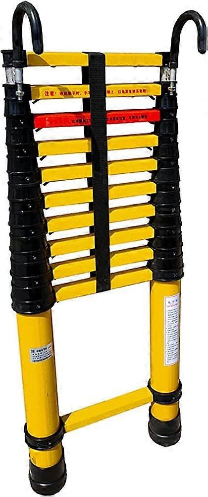 Fiberglass Telescoping Ladder with Hook, 9.8ft NonConductive Adjustable Extension for Roof and Electrical Work