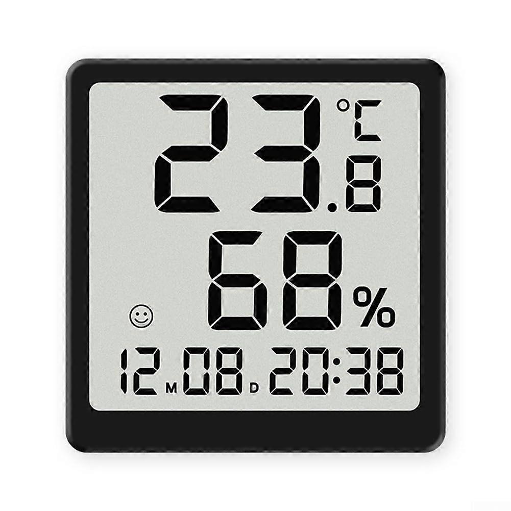 Digital Thermometer Hygrometer Clock with Magnetic Back and RealTime Comfort Indicator Black
