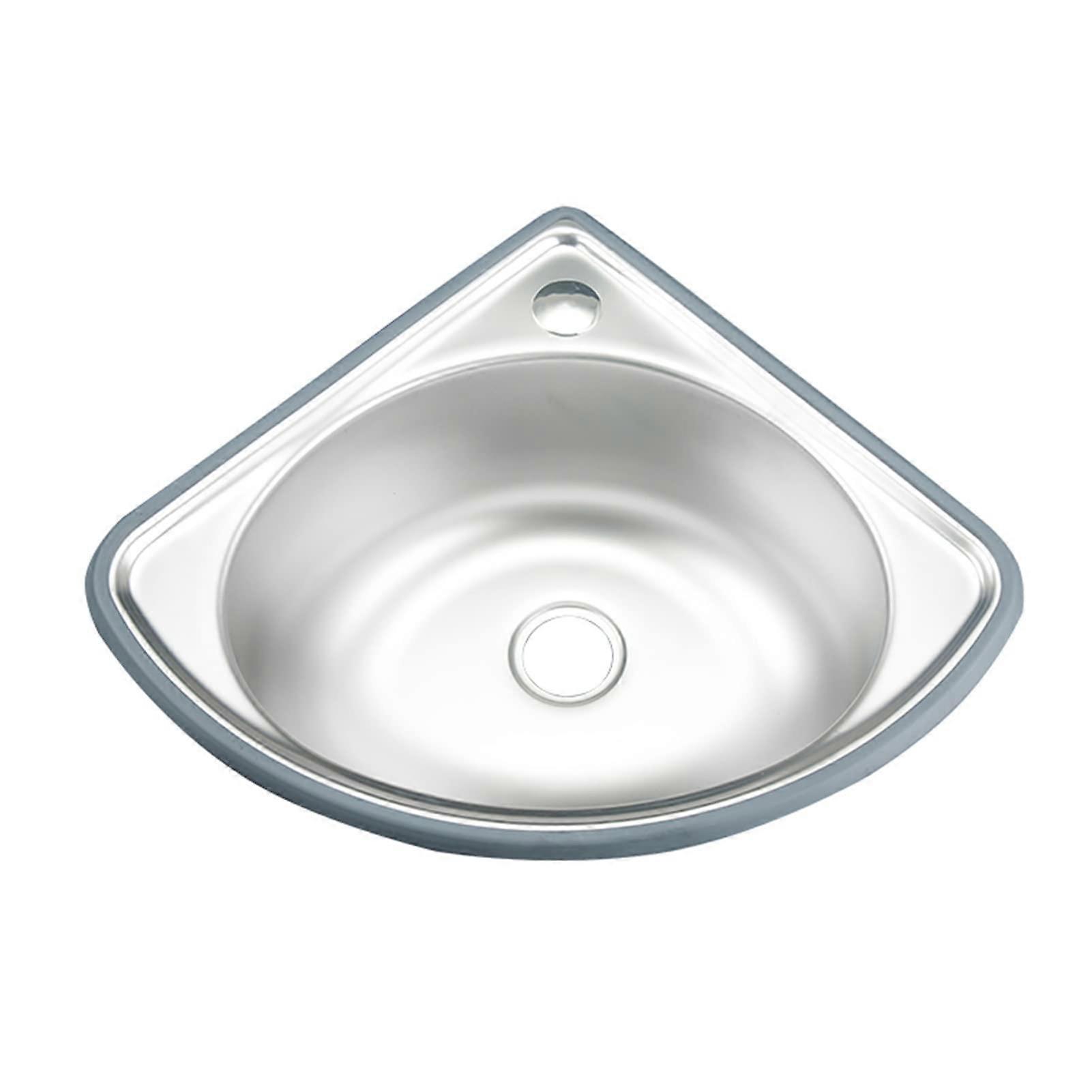 Stainless Steel Wall Mounted Corner Bathroom Sink with Faucet, SpaceSaving Triangle Basin 34x34cm