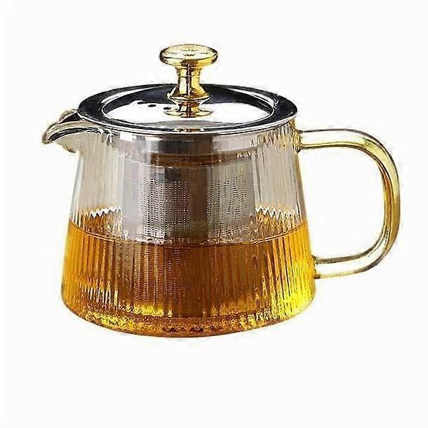 Borosilicate Glass Teapot with Infuser, Heat Resistant, Gold Handle, Stovetop Safe 450ml