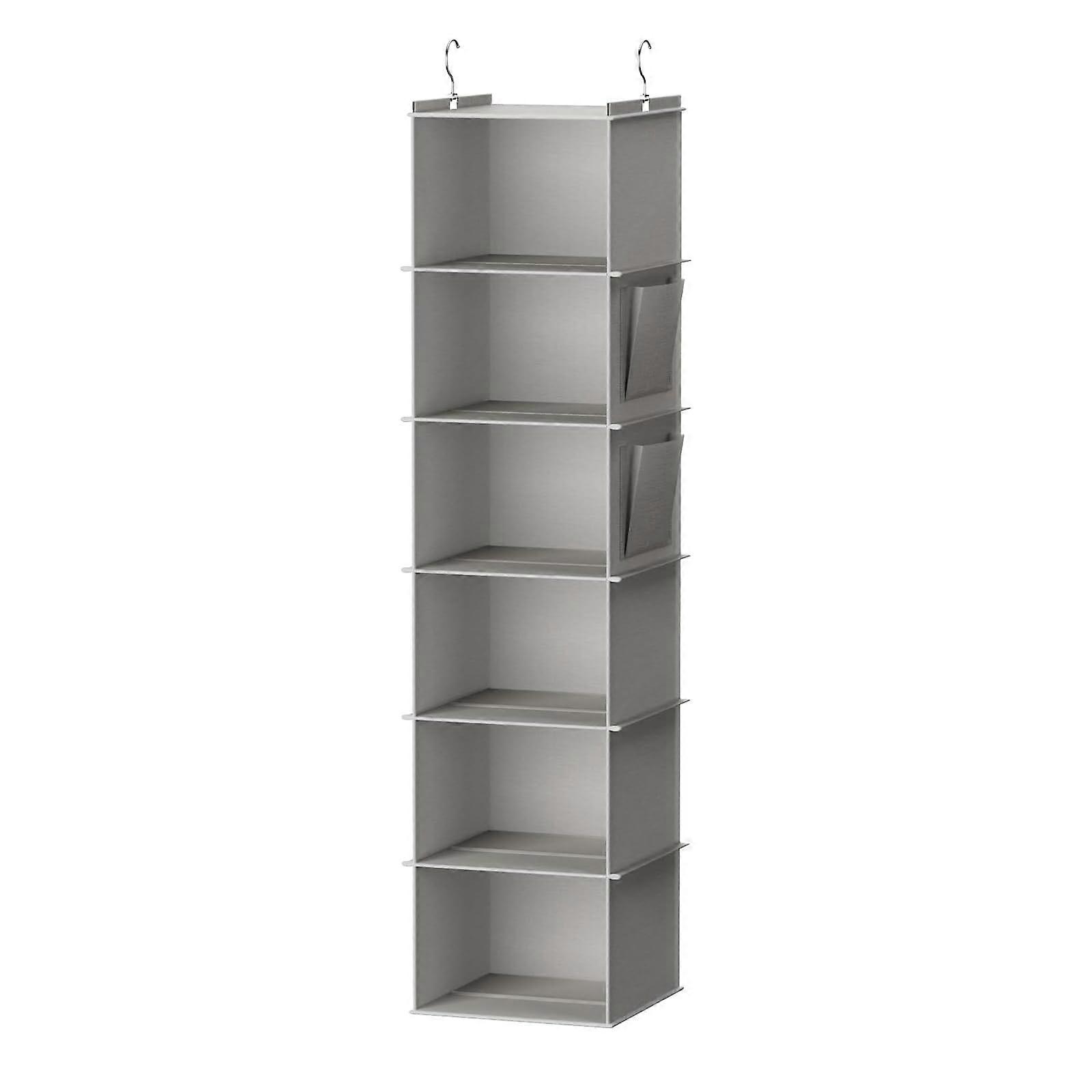 6Shelf Hanging Closet Organizer with Waterproof Fabric and Foldable SpaceSaving Design Grey