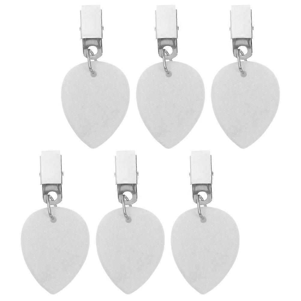 White Tablecloth Weights with Clip Stone Table Cover Fixation 6Pcs