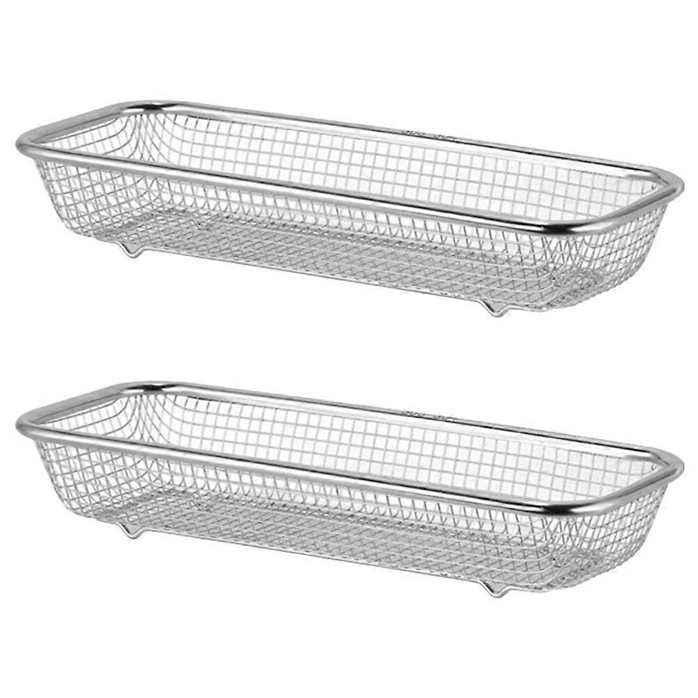 Dishwasher Top Rack Basket Stainless Steel Baking Basket Cutlery Storage Rustproof Rectangular 2Pcs