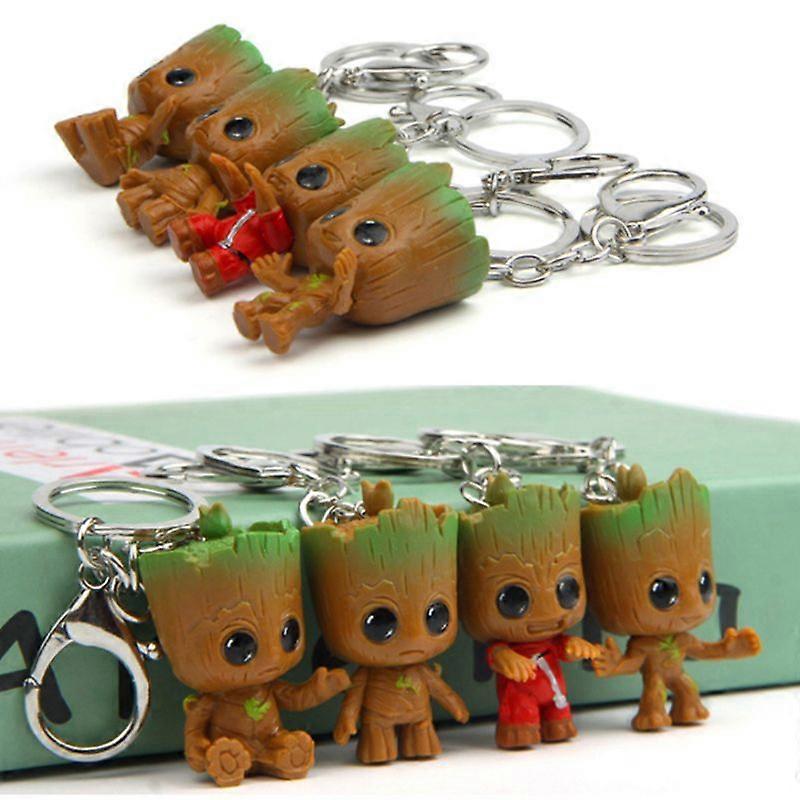 4pcs/set Tree Man Groot Figure Toys Cute Creative Super Hero Groot Keychains