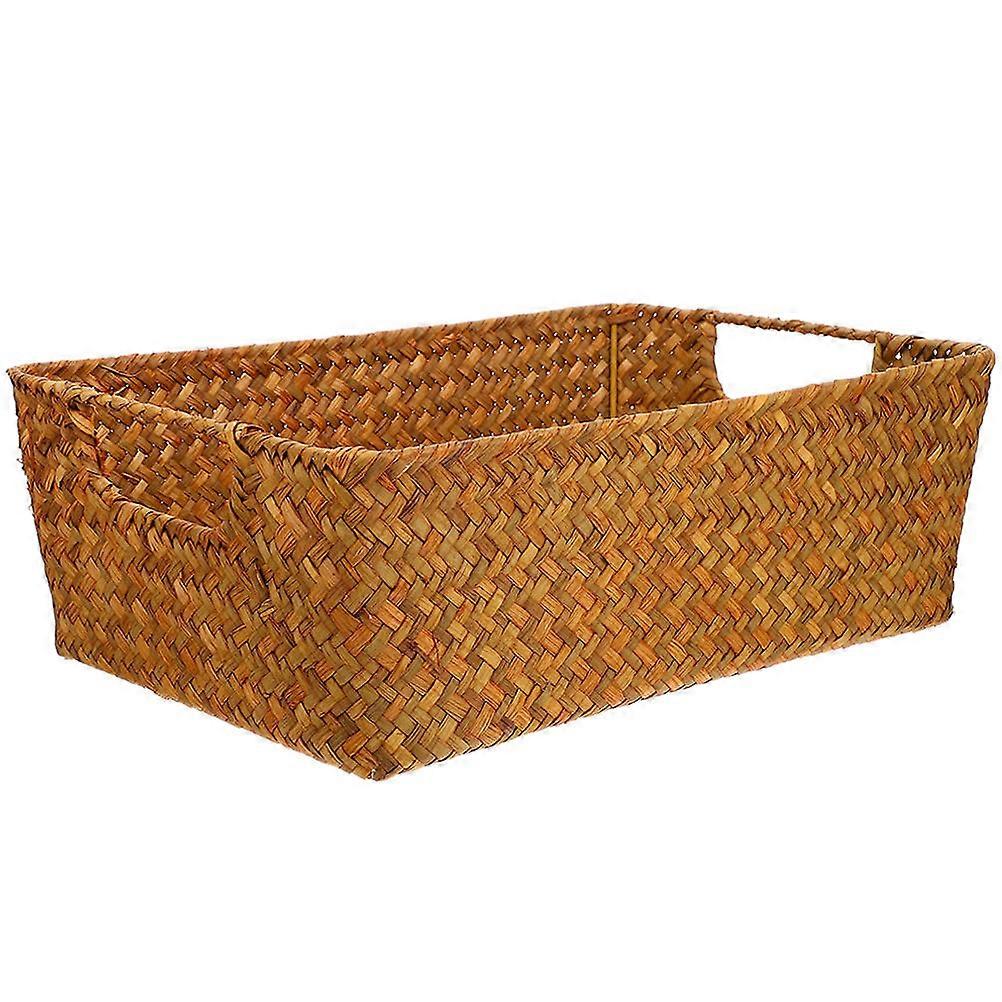 Storage Basket Decorative Multi-Function Rectangular Home Accessory Light Brown Organizer 1Pack