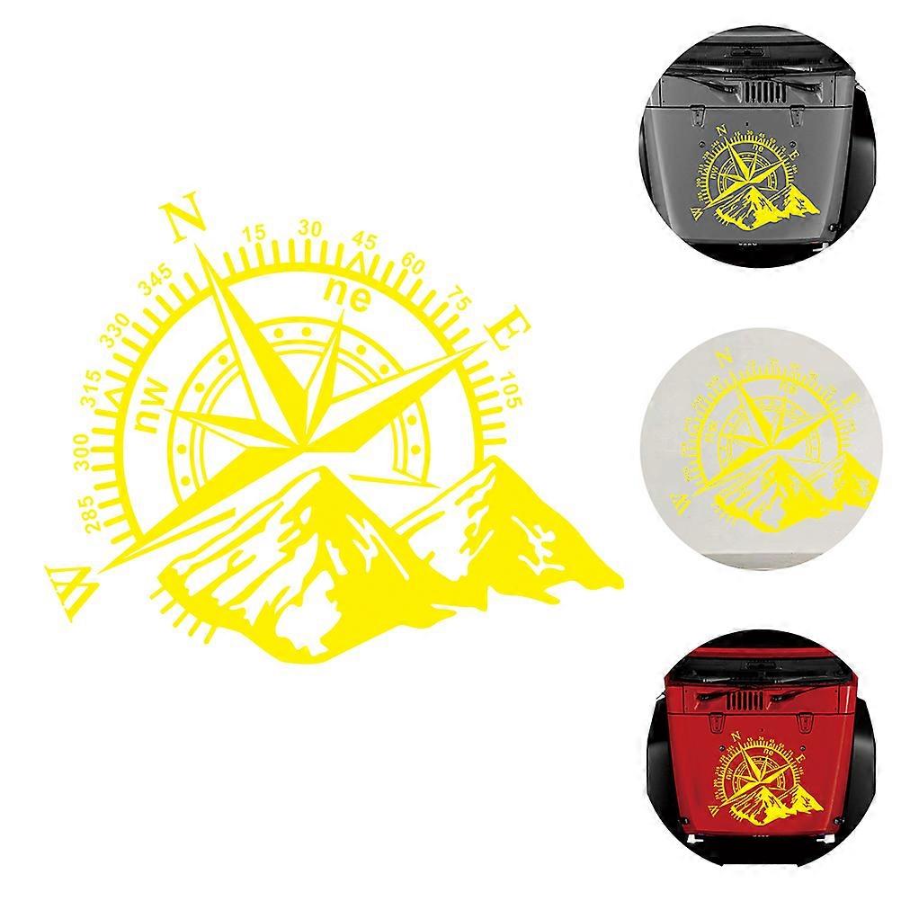 Compass Pattern Car Sticker for Decoration 1Pcs Yellow Delicate PVC