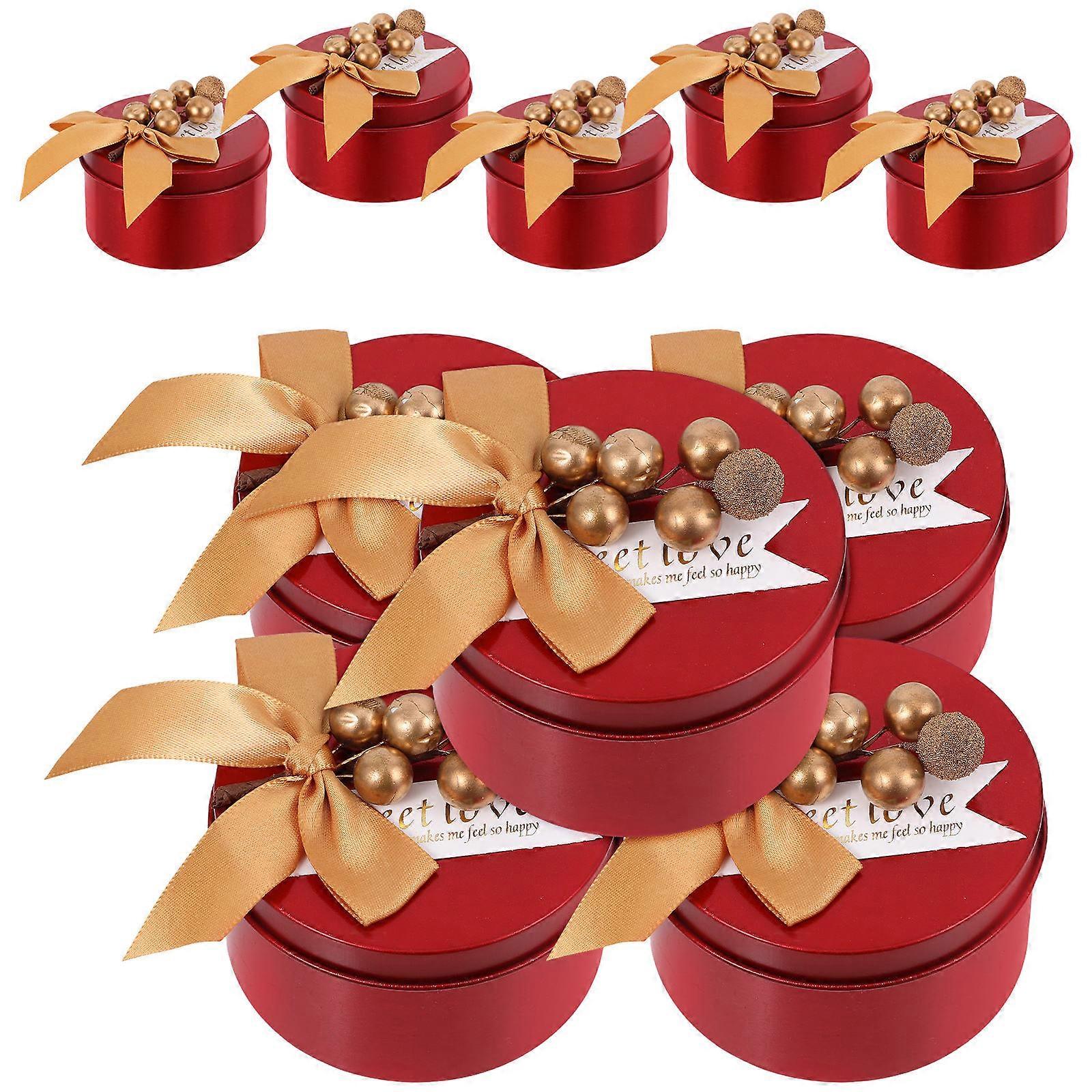 Red Tinplate Gift Container Wedding Candy Box for Storage 10Pcs Set