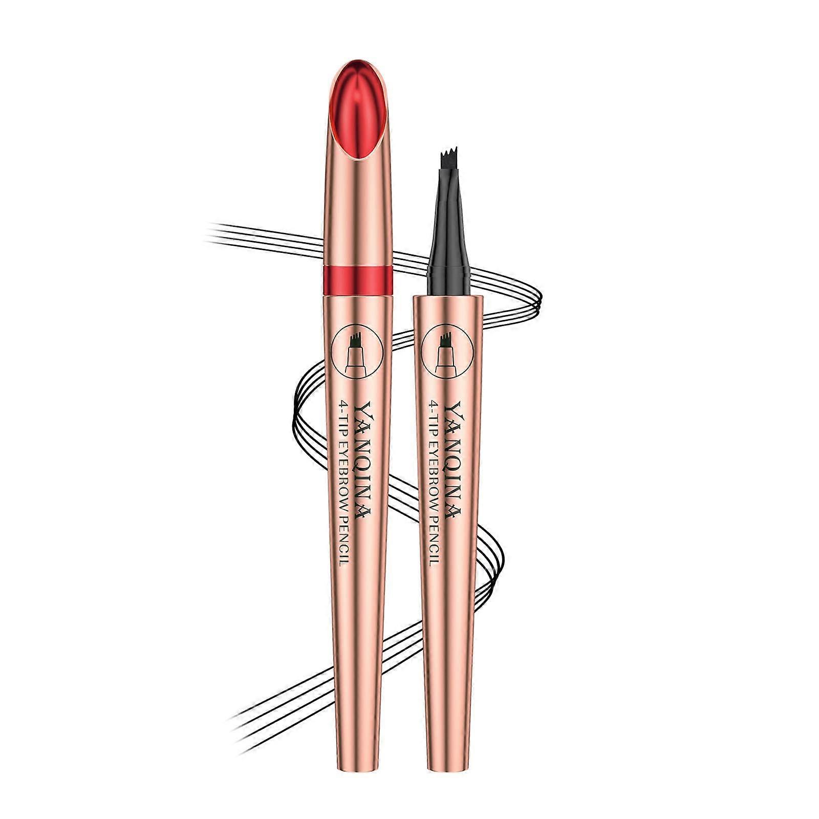 Waterproof Microblading Eyebrow Pen with 4 Fork Tips Smudge Proof Long Lasting Natural Look