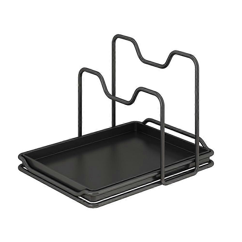 Adjustable Pot Lid and Pan Organizer Rack with Countertop Spoon Rest, MultiPurpose Kitchen Storage