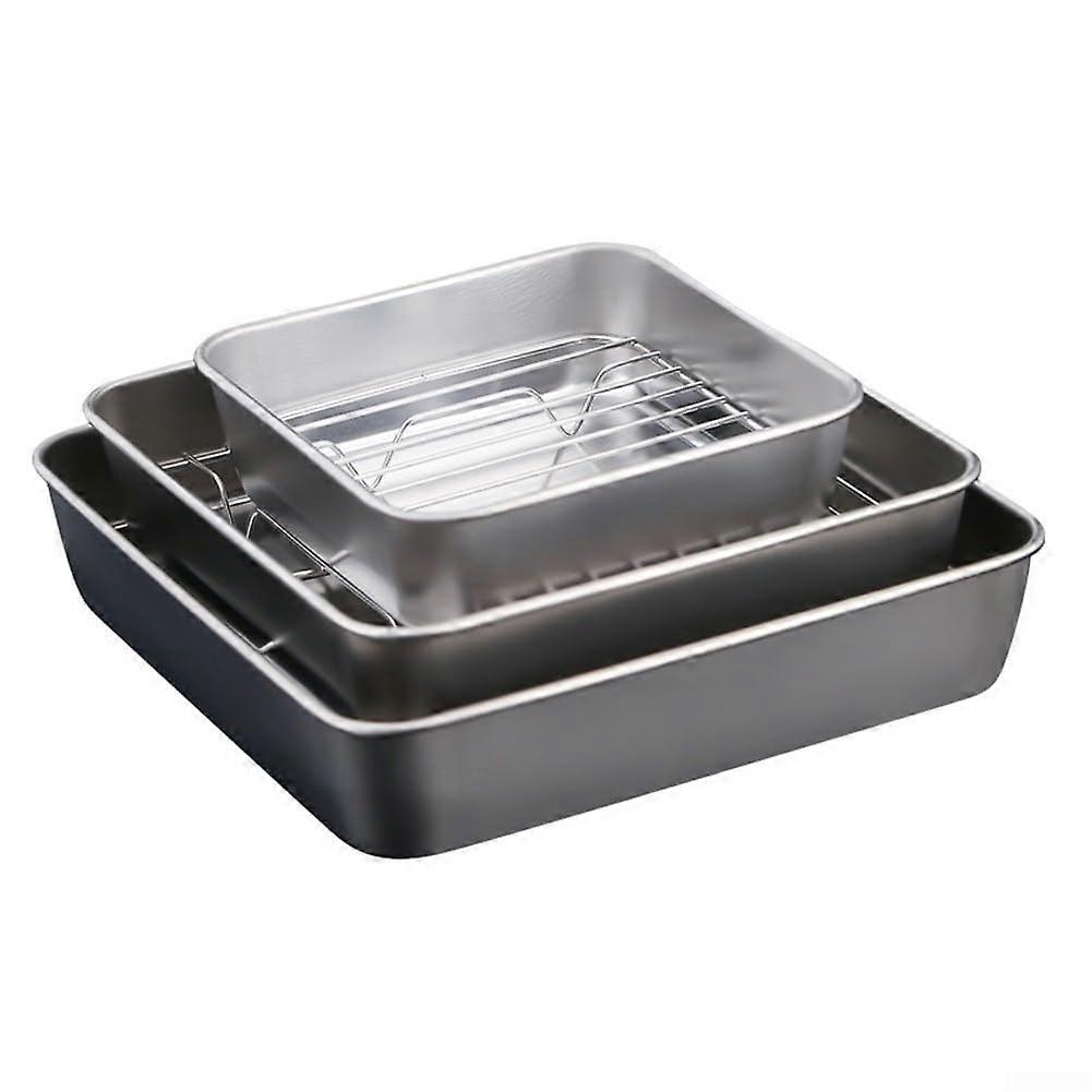 Stainless Steel Roasting Pan with Removable Rack for Turkey BBQ Baking Easy Clean 20CM