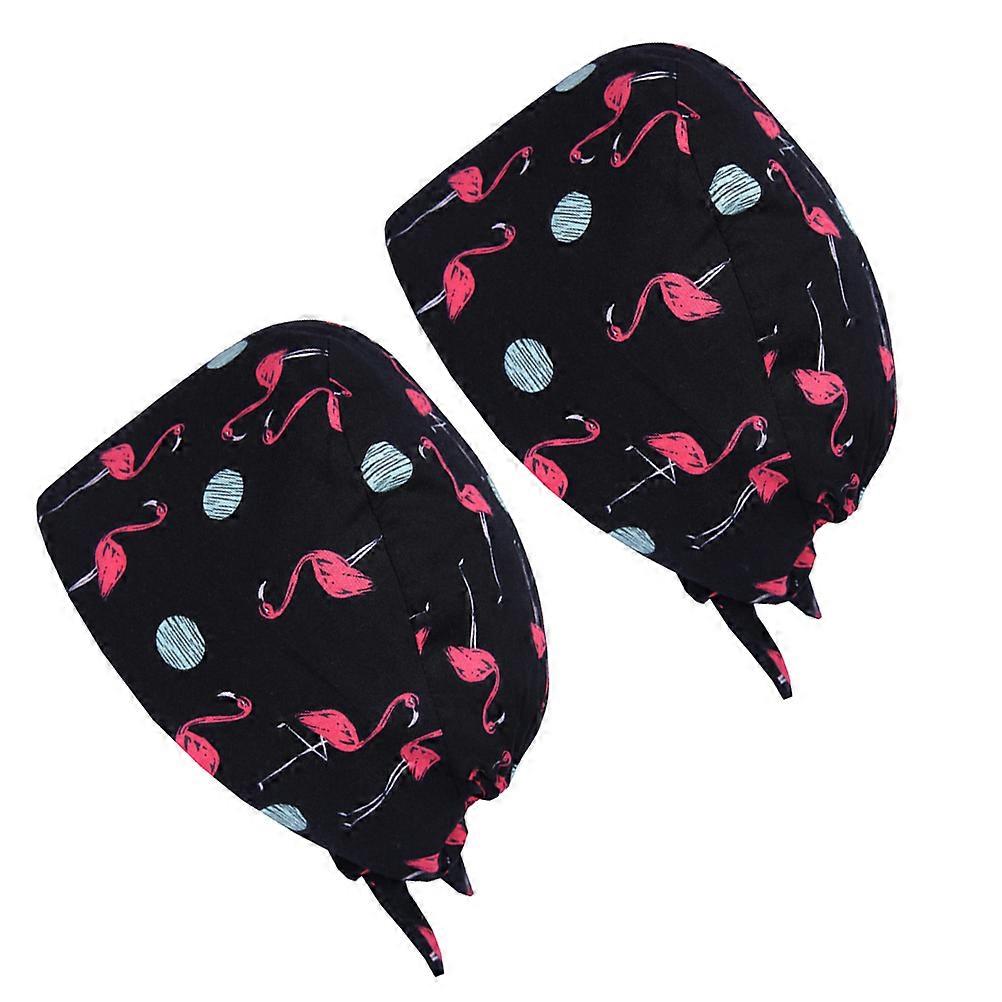 Cotton Working Cap for Decoration 2Pcs Printed Design Black Color