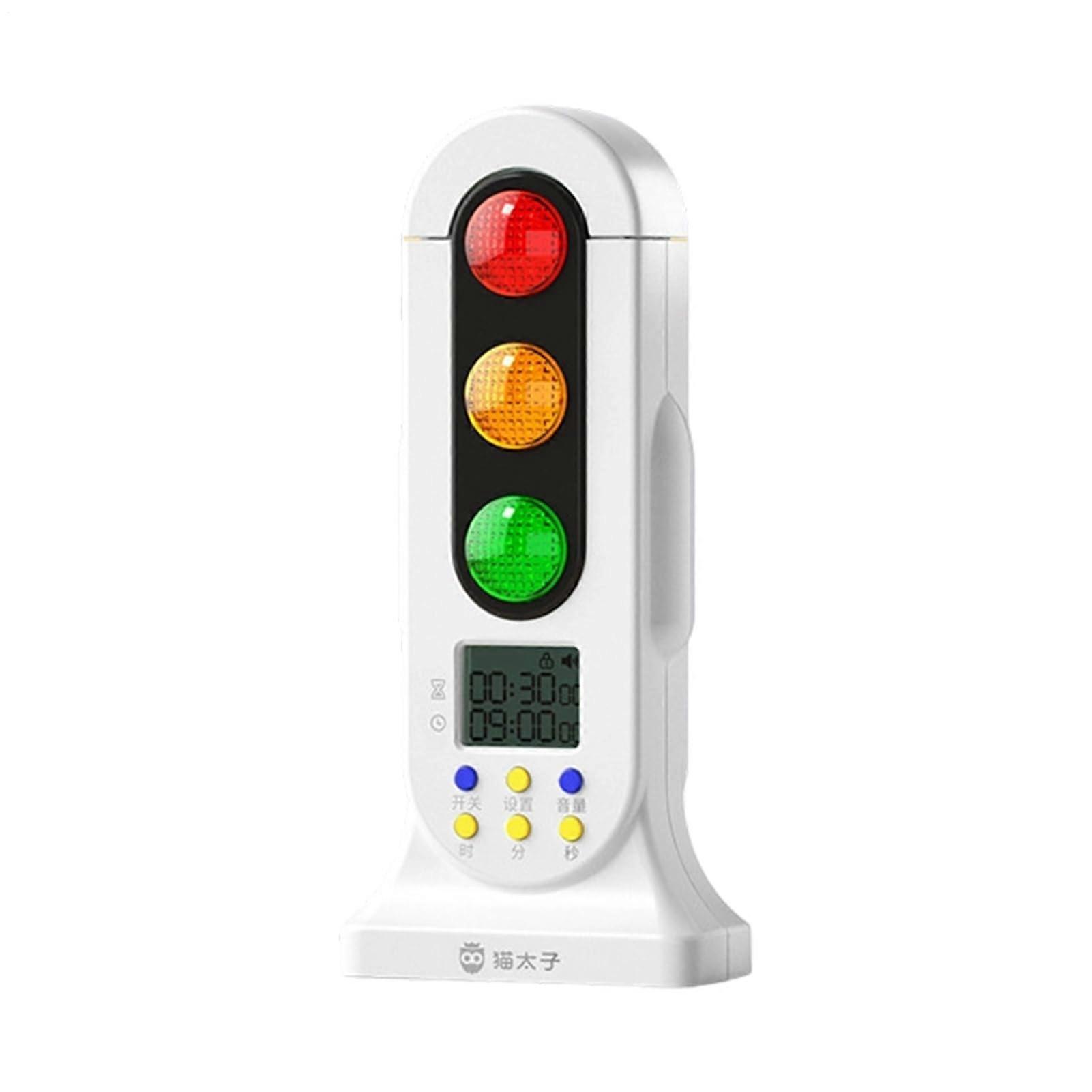 Traffic Light Visual Timer with Clear Silent Countdown for Classroom Kitchen Home Time Management White
