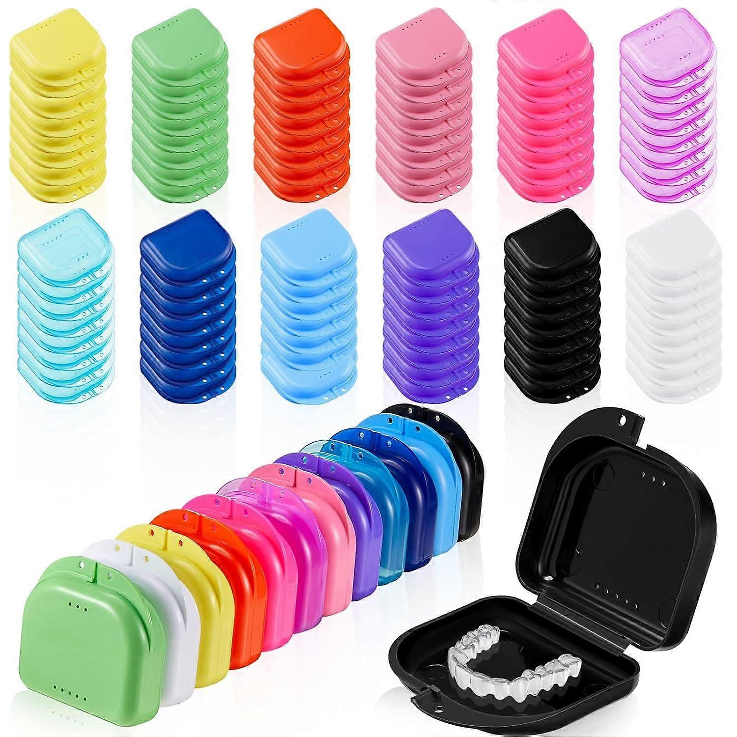 Retainer Case with Vent Holes Pack of 10, Secure Snap Lock, Durable Bright Assorted Colors