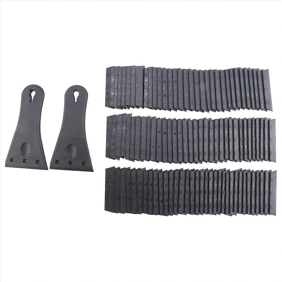2 Pack Plastic Blade Scraper with 100Pcs Single Edge Plastic  , Extra Big Scraper Tool for Remo