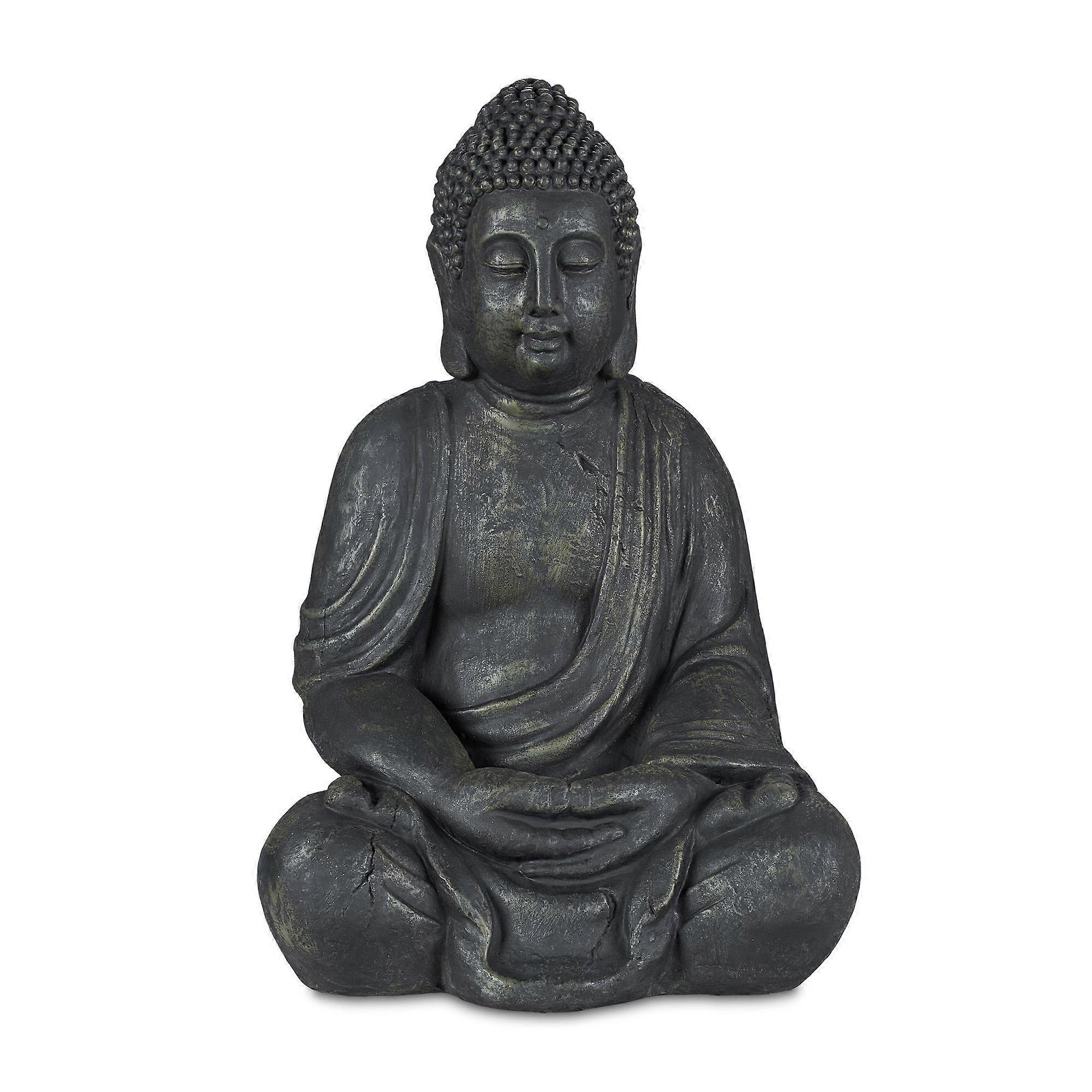 Grå Vintage Buddha Statue 70cm