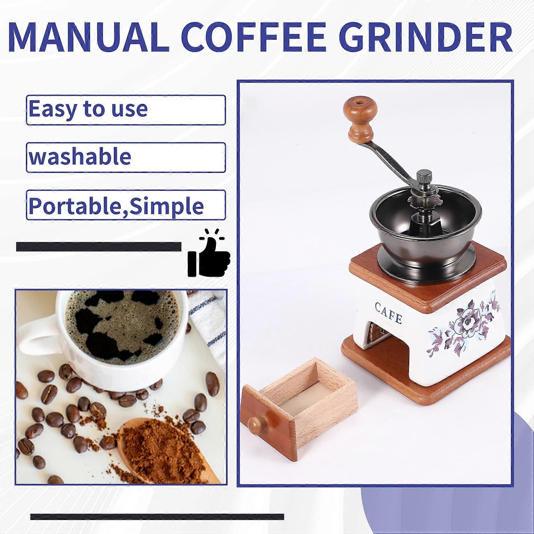 Macinacaffè Manuale A Manovella Con Macina In Ceramica – Regolabile Per Polvere Fine O Grossa – Portatile Per Casa, Ufficio, Campeggio