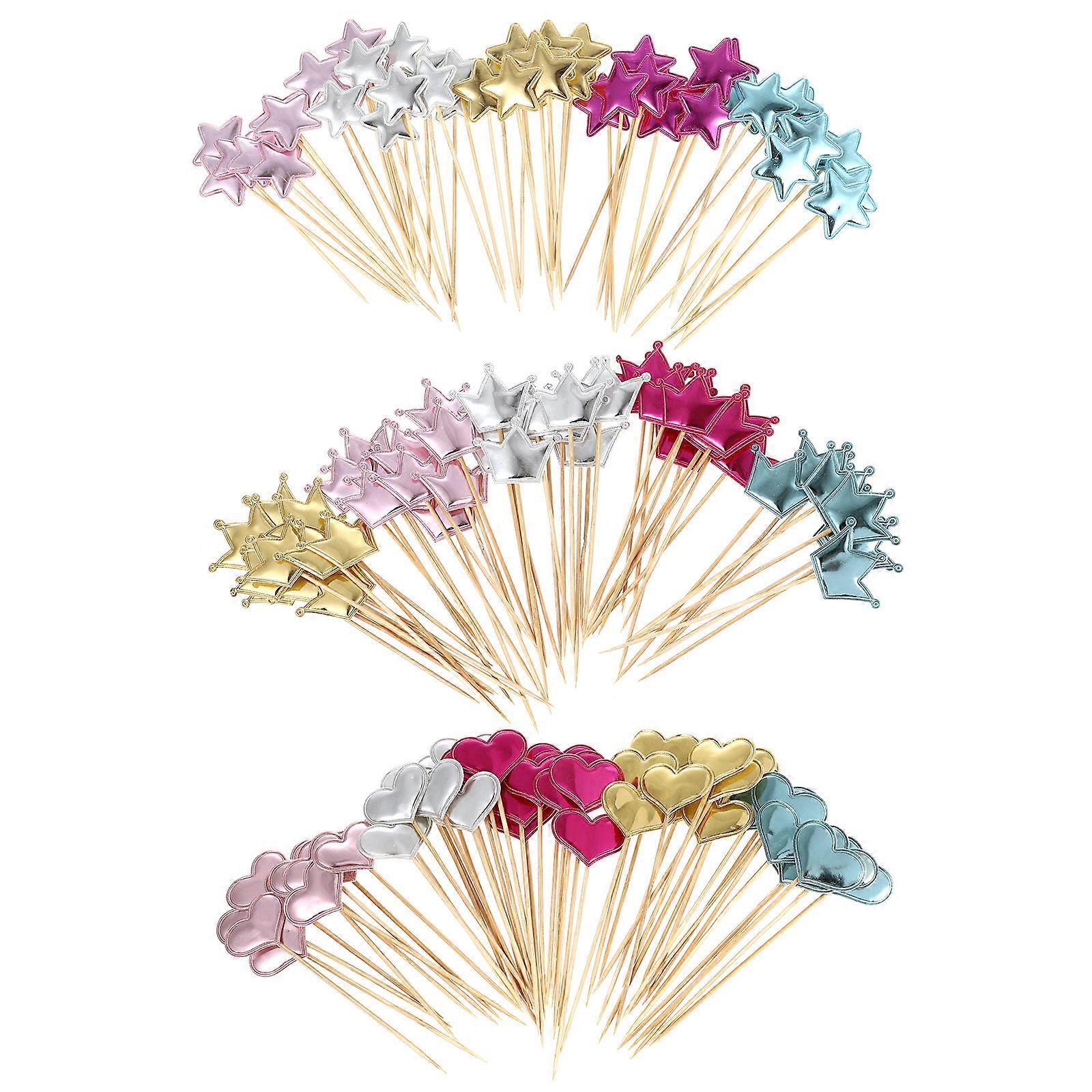 Baking Adorns Cloth and Bamboo Cake Inserting Decor for 150Pcs
