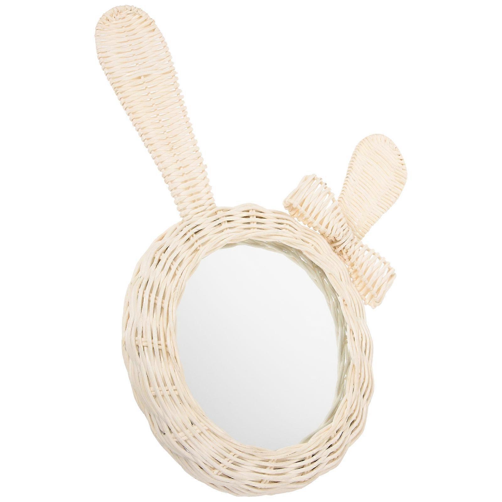 Rattan Hanging Mirror White Wall Mirror for Decoration