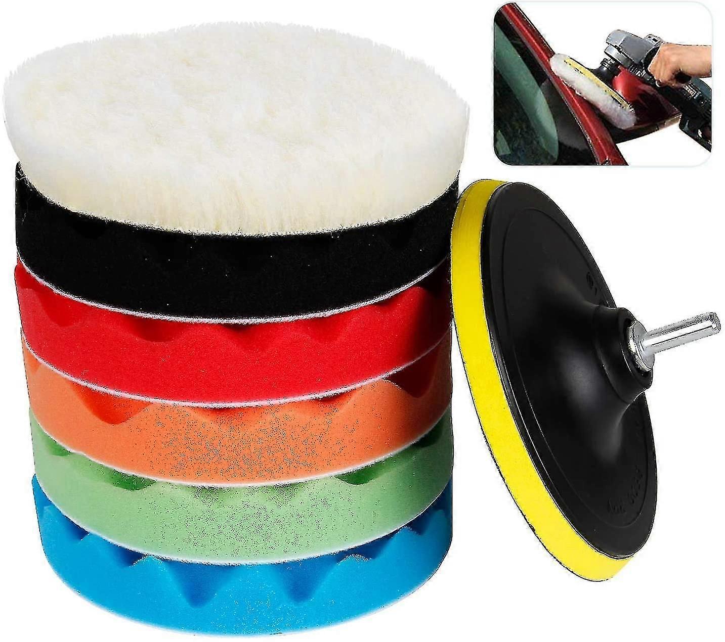 Conjunto de esponja de polimento, esponja de 6 polegadas com sapato de lã para polimento