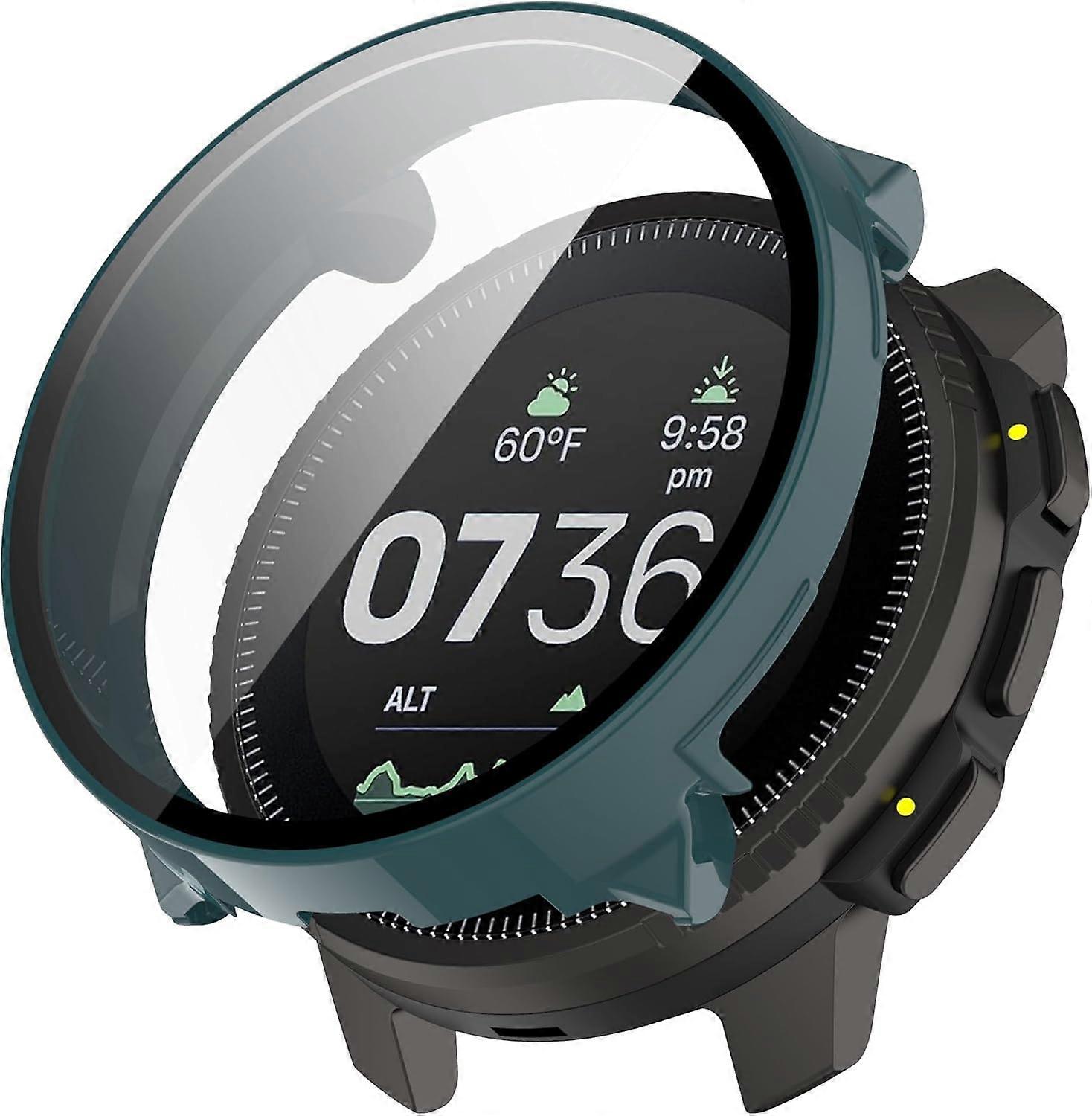 Case with Tempered Glass Screen Protector, Slim Shockproof Full Coverage Green for Suunto Vertical