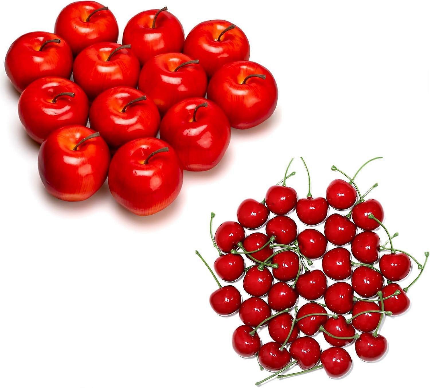 Fake Cherry and Apples 62Pcs