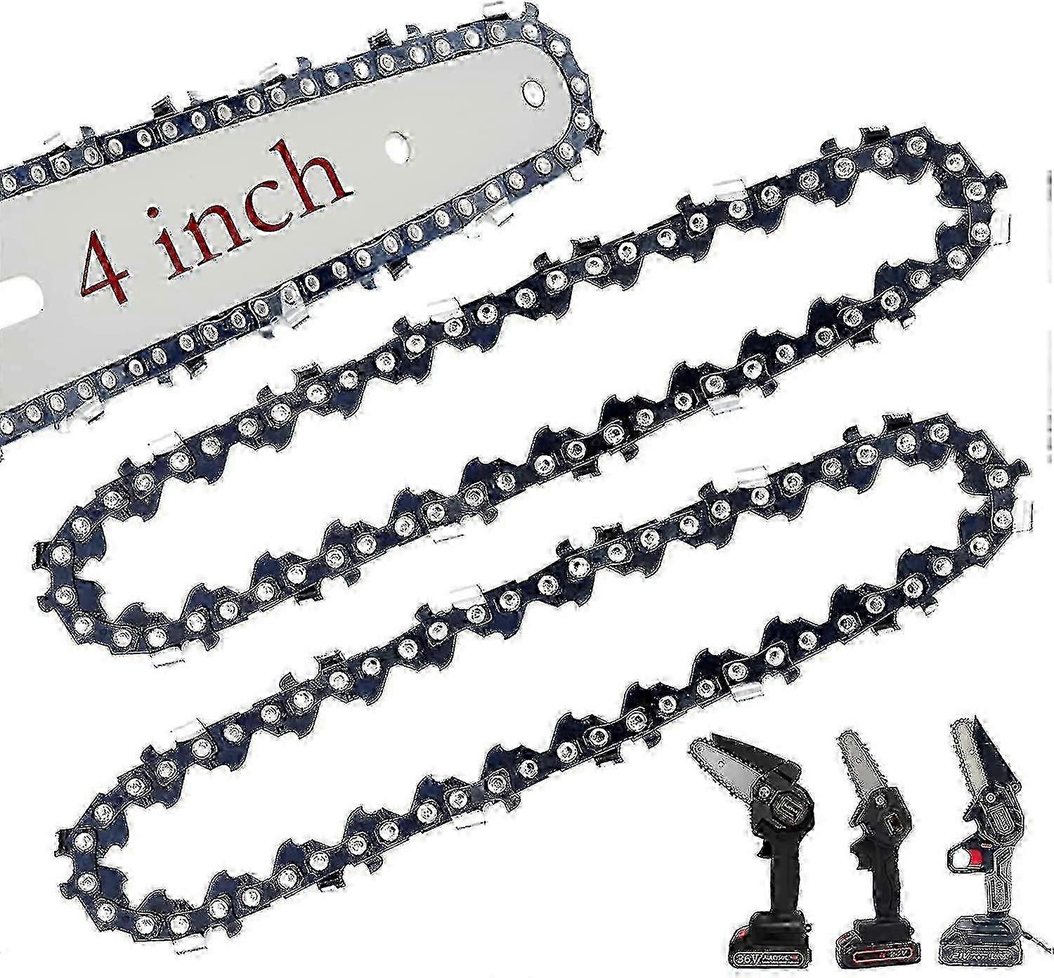 2-Pack 4" Mini Chainsaw Replacement Chainsfor Small Chainsaws