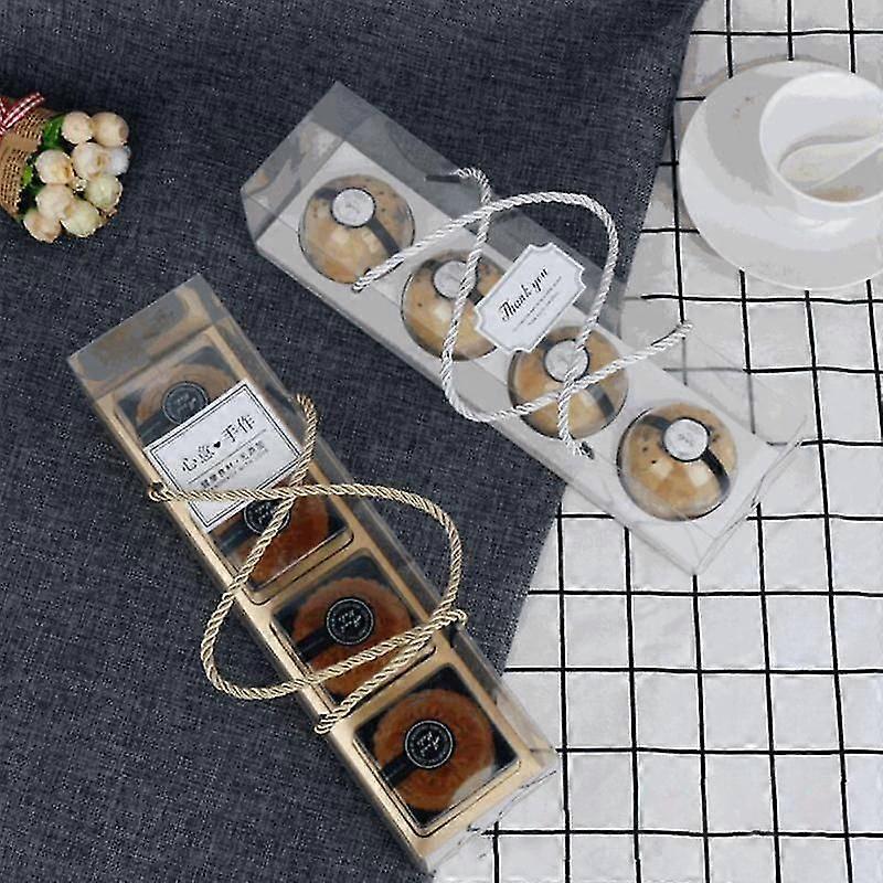 10Pcs Transparent Cake Cupcake Roll Boxes PET Packaging Dessert Container Holder