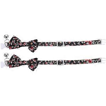 Kattenhalsband met strik en belletje, set van 4, comfortabel om te dragen.