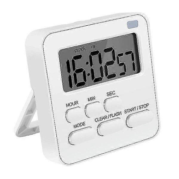 Kitchen Timer, Egg Timer with Clock, Digital Timer Stopwatch with LCD Loud Alarm for Cooking, Baking, S